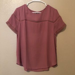 LOFT Pink/Mauve Eyelet Satin Blouse
